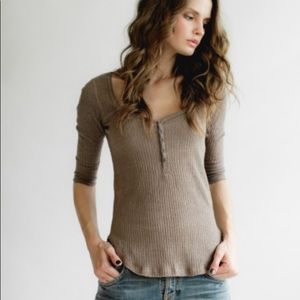 We The Free FreePeople Henley quarter sleeve shirt